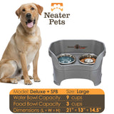 Information chart of Gunmetal Large DELUXE Neater Feeder with Stainless Steel Slow Feed Bowl