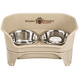 almond medium to large EXPRESS Neater Feeder with Stainless Steel Slow Feed Bowl
