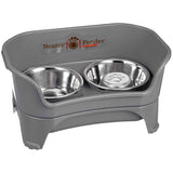 Gunmetal gray EXPRESS Neater Feeder with Stainless Steel Slow Feed Bowl