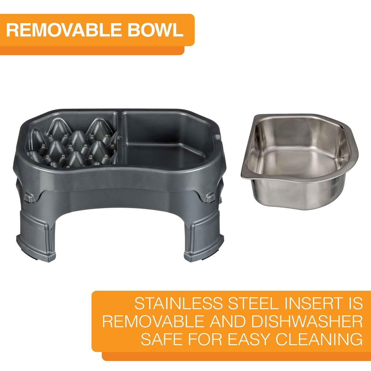 The Double Diner stainless steel insert is removeable and dishwasher safe