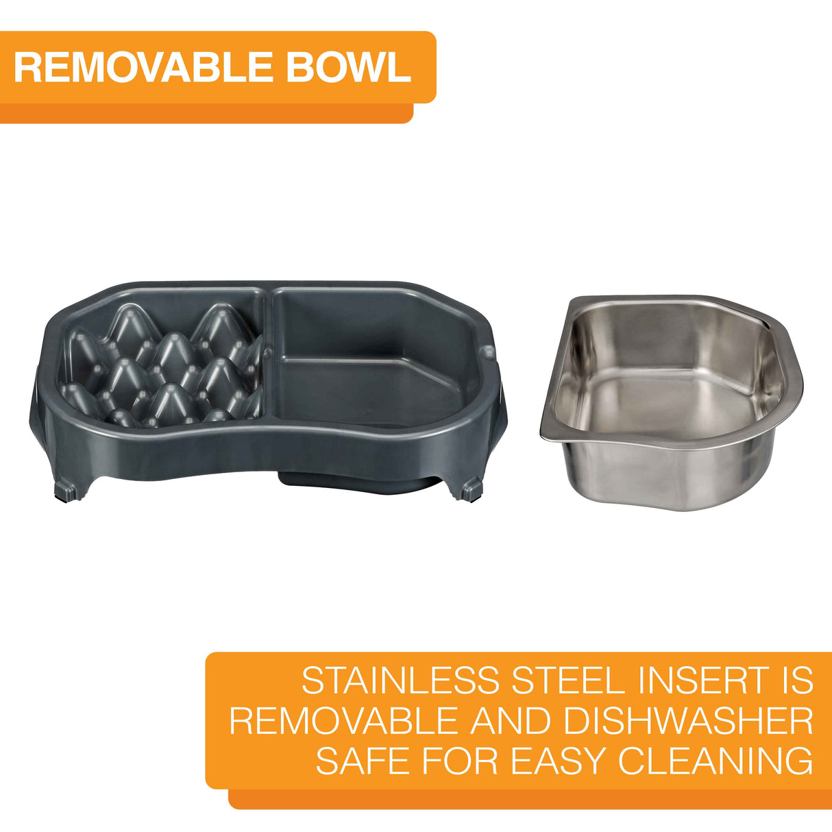 The Double Diner stainless steel insert is removeable and dishwasher safe