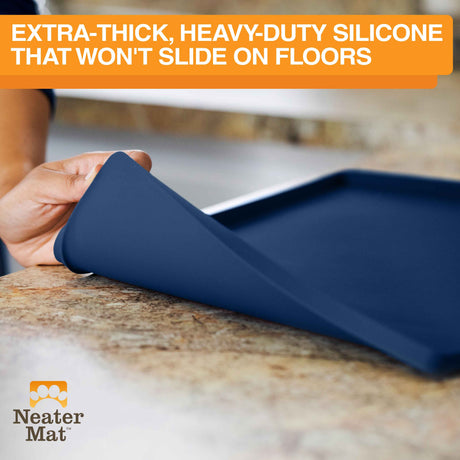 The bottom of the Neater Mat is non-slip which prevents it from sliding on floors