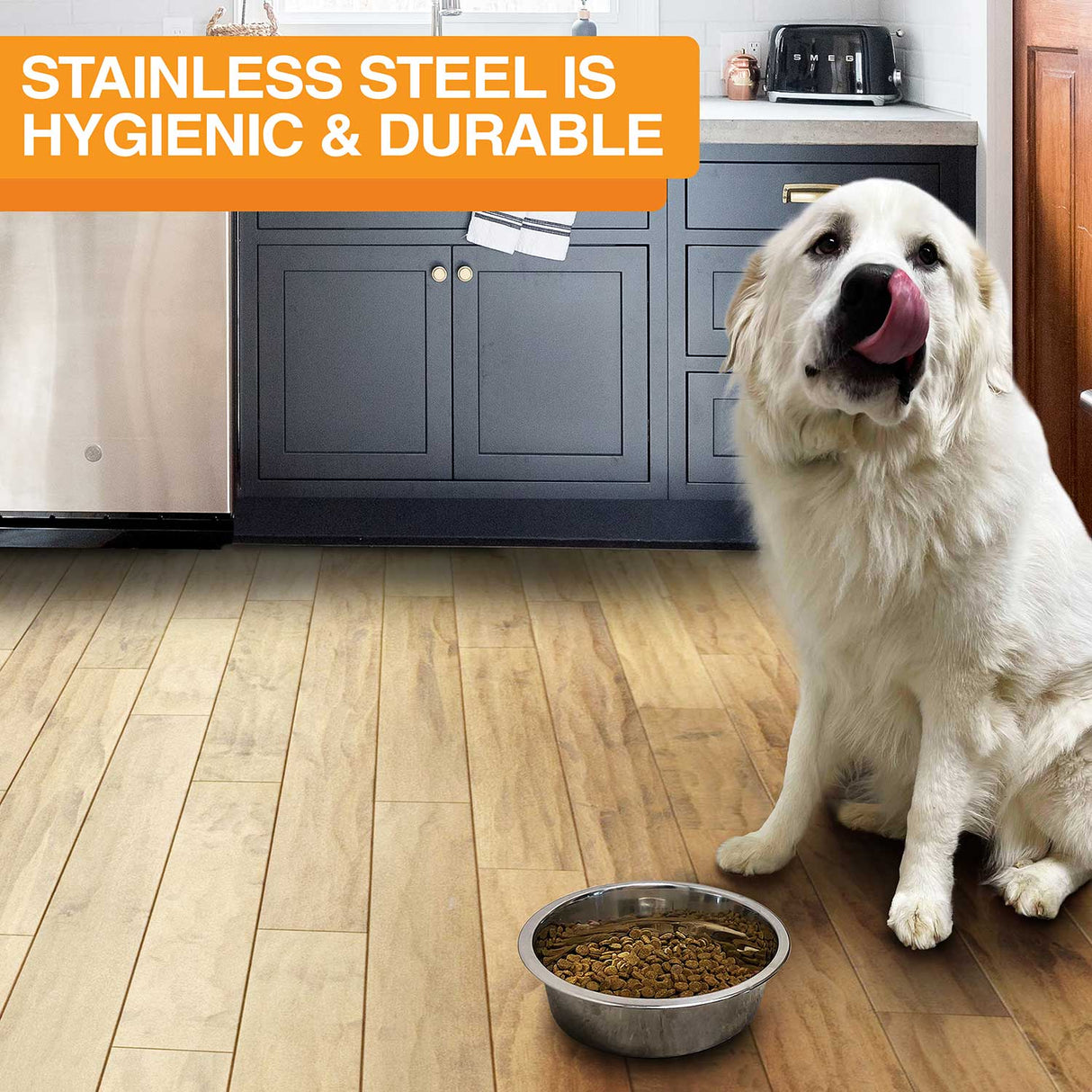 Stainless steel bowls are hygienic and durable