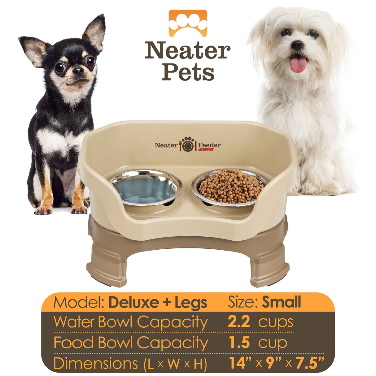 Cappuccino Small Dog with leg extensions bowl capacity