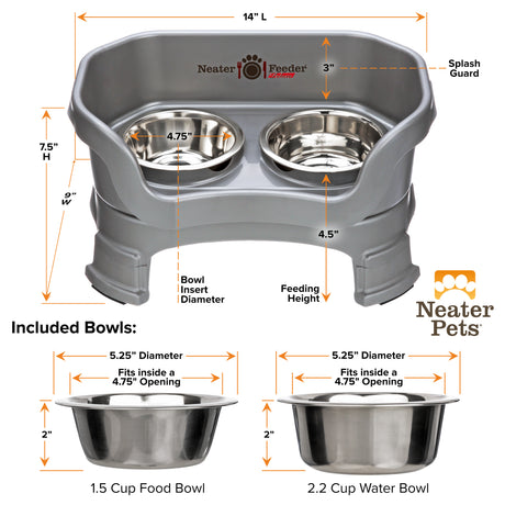 Dimensions of small Neater Feeder and bowls