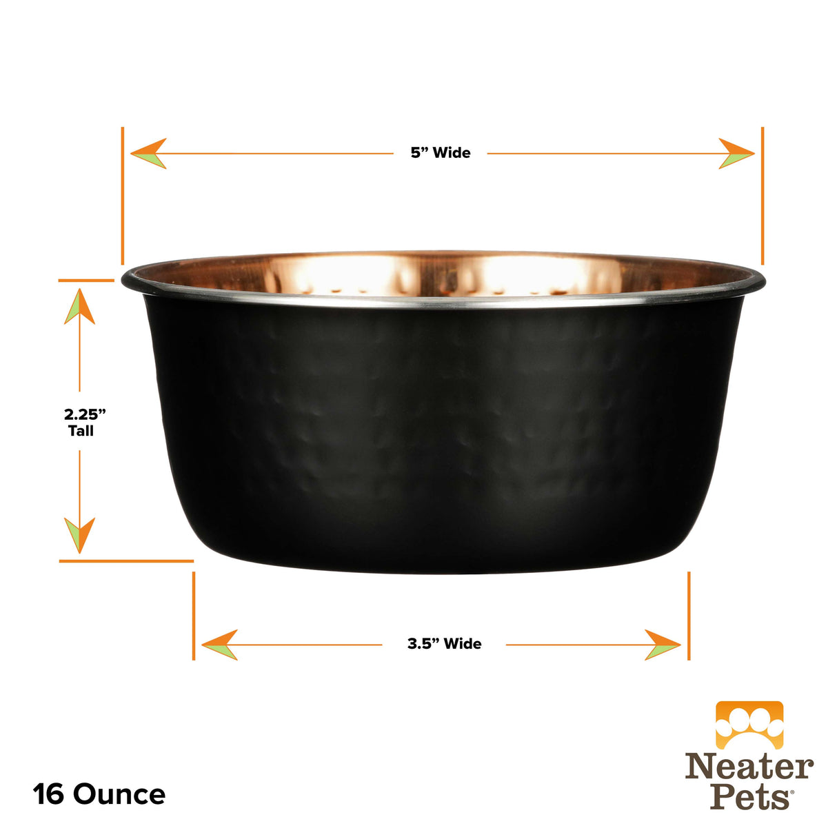 16 ounce sizing guide for Black Hammered Copper Bowl