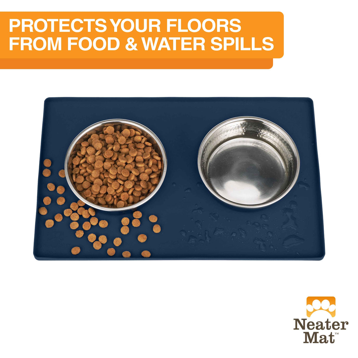 Neater Mat with bowls and food and water spills