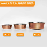 The Hammered Copper Finish Bowls are available in a 16 oz., 32 oz. and a 64 oz. size