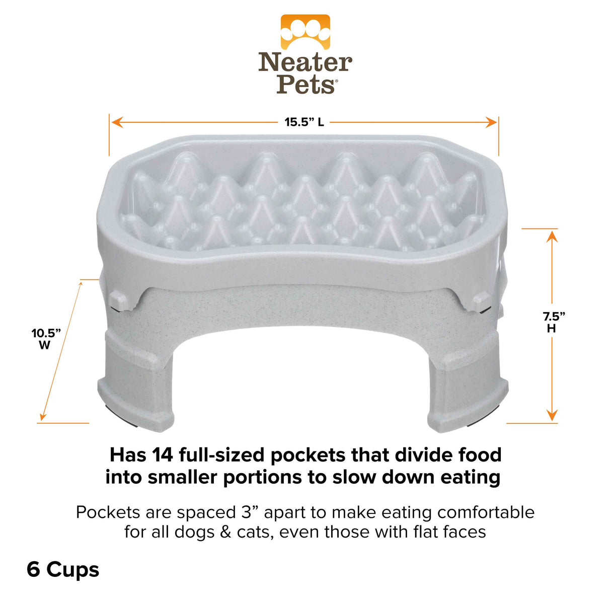 6 cup Raised Neater Slow Feeder dimensions
