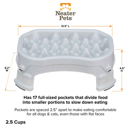 2.5 cup Raised Neater Slow Feeder dimensions