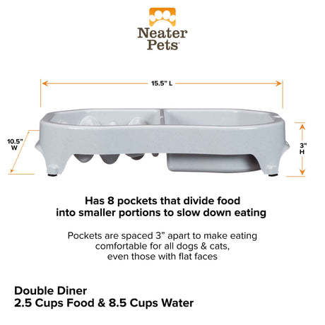 Neater Slow Feeder Double Diner in Vanilla Bean dimensions