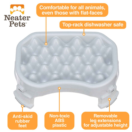 Diagram of the benefits of 2.5 cup Neater Slow Feeder